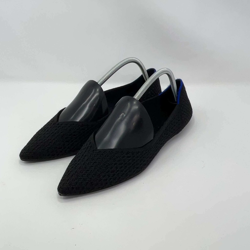 Rothys The Point Black Honeycomb Knit Pointed Toe Flats Shoes Womens Size 10.5